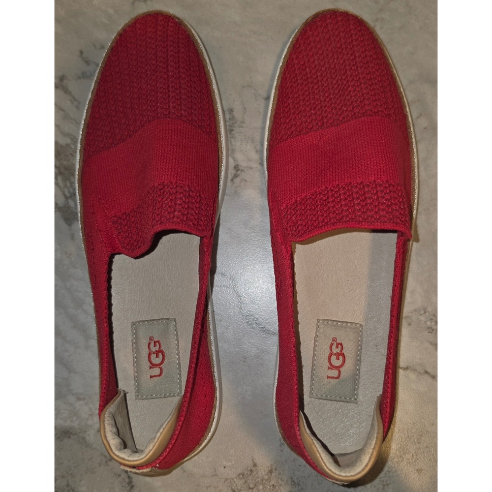 UGG Sammy Hyperweave Red Knit Slip On Sneakers Womens 7.5 Low Top Flats‎ 1015756